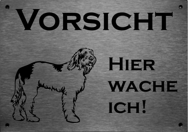 Edelstahl Warnschild Spinone Italiano VORSICHT Freilaufender Hund! Betreten auf eigene Gefahr!